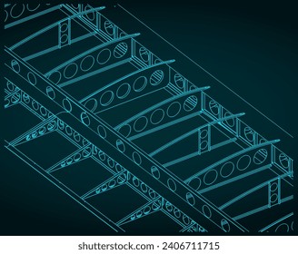 Stylized vector illustration of Aircraft Wing Structure close up
