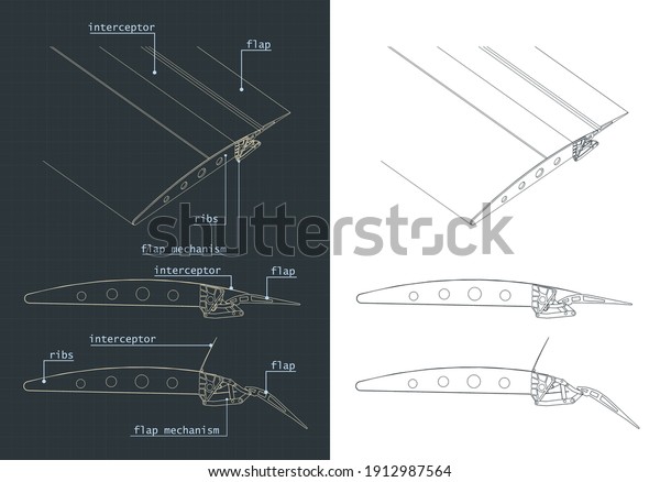 Stylized Vector Illustration Aircraft Wing Structure Stock Vector ...