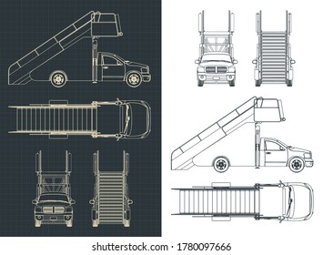 Stylized vector illustration of a Airport ladder car drawings