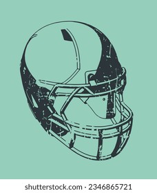 Stylized vector illustration of an American football helmet in retro poster style
