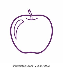 A stylized vector illustration of an apple with a purple outline, possibly representing healthy eating, knowledge, or a specific brand.