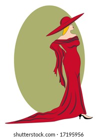 stylized vector illustration of an art deco type woman