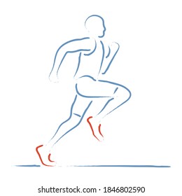 Stylized vector illustration with athlete in a speed race