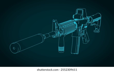Ilustración vectorial estilizada de carabina automática M4A1