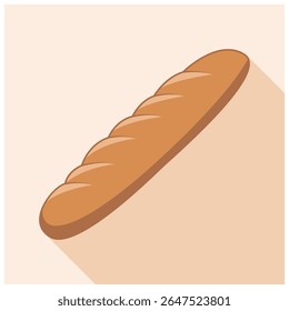 Ilustração vetorial estilizada de uma baguete, apresentando sua forma alongada clássica e textura crostosa