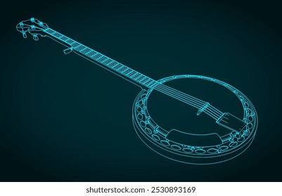 Ilustración vectorial estilizada de un banjo