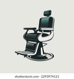 Ilustración vectorial estilizada de una silla de barbero en estilo retro - diseño del logo de la barbería