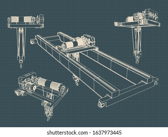 Stylized Vector illustration of Beam Crane drawings