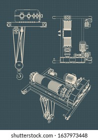 Stylized Vector illustration of Beam Crane drawings