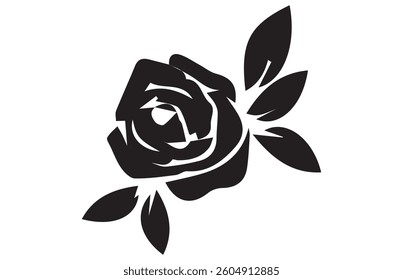Stylized vector illustration of a beautiful blooming rose.