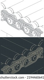 Ilustración vectorial estilizada del mecanismo de transmisión de correa y rodillos