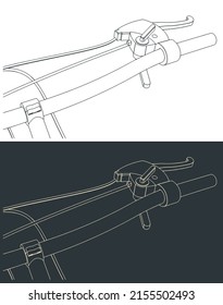 Stylized vector illustration of bicycle handle close-up