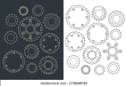 Stylized vector illustration of a Bicycle Sprockets Set