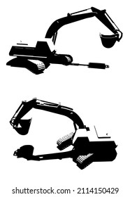 Stylized vector illustration of big digger