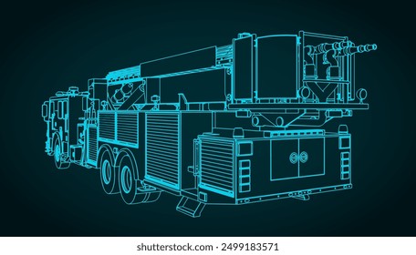 Stylized vector illustration of a big fire truck