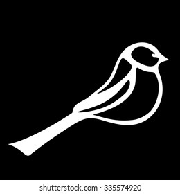 Stylized vector illustration bird tomtit. Logo element. Logo design.