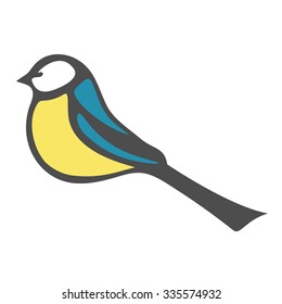 Stylized vector illustration bird tomtit. Logo element. Logo design.