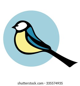 Stylized vector illustration bird tomtit. Logo element. Logo design.