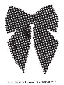 Uma ilustração vetorial estilizada de um arco preto renderizado em um padrão de pontos de meio-tom. Este gráfico é ideal para adicionar um elemento vintage ou texturizado a projetos de design.