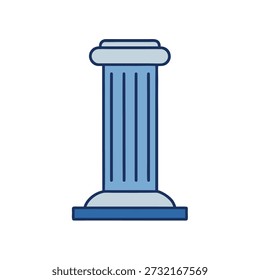 Ilustração vetorial estilizada de um pilar clássico azul com linhas verticais, simbolizando força, arquitetura ou fundamentos jurídicos.