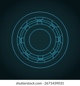 Ilustración vectorial estilizada del plano de un rodamiento de bolas