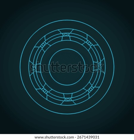 Stylized vector illustration of blueprint of a ball bearing