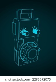 Ilustración vectorial estilizada del plano del controlador del volante electrónico para el router CNC