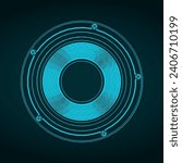 Stylized vector illustration of blueprint of a powerful subwoofer speaker