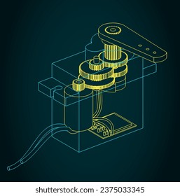 Stylized vector illustration of blueprint of servo motor
