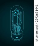 Stylized vector illustration of blueprint of vacuum tube