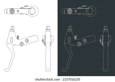 Ilustración vectorial con estilo de planos de la palanca del freno de bicicleta