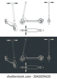 Ilustración vectorial estilizada de planos de la motocicleta eléctrica