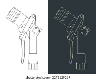 Stylized vector illustration of blueprints of LPG nozzle