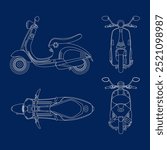 Stylized vector illustration of blueprints motorcycle. Vector eps 10