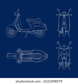 Stylized vector illustration of blueprints motorcycle. Vector eps 10