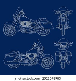 Stylized vector illustration of blueprints motorcycle. Vector eps 10