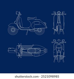 Stilisierte Vektorgrafik von Blaupausen Motorrad. Vektor eps 10