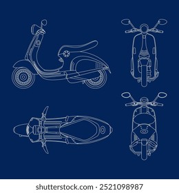 Ilustração vetorial estilizada de motocicleta blueprints. Vetor eps 10