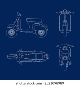 Stylized vector illustration of blueprints motorcycle. Vector eps 10
