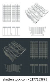Stilisierte Vektorgrafik von Bauplänen für den passiven Cpu-Kühler