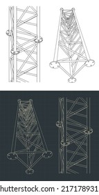 Ilustración vectorial estilizada de planos de trusas de metal modular extraíbles