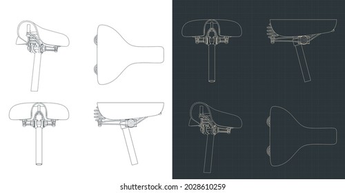 Ilustración vectorial estilizada de planos de la bicicleta de montura retro