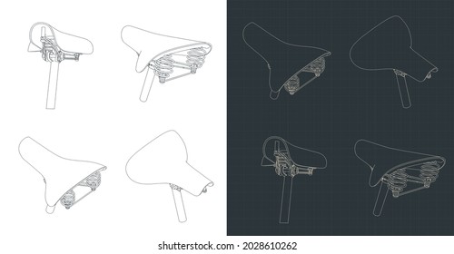 Ilustración vectorial estilizada de planos de la bicicleta de montura retro