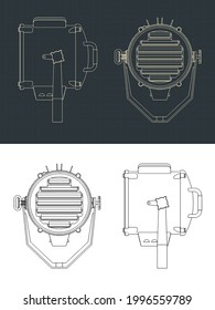 Stylized vector illustration of blueprints of signal Lamp