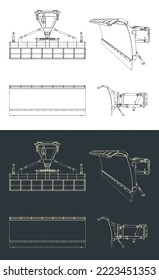 Stylized vector illustration of blueprints of snow plow