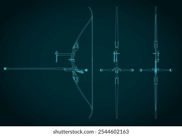 Ilustração vetorial estilizada de plantas de alvo recurve bow kit