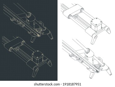 Stylized vector illustration of camera slider close-up drawings