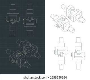 Stylized vector illustration of cardan shaft drawing