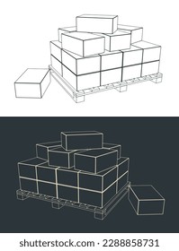 Ilustración vectorial estilizada de la carga en el pallet