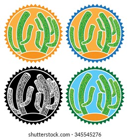 stylized vector illustration cartoon cactus